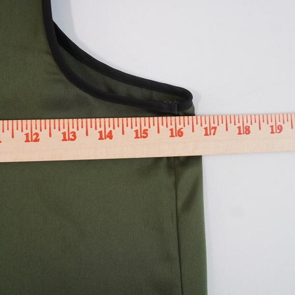 Express Green Tank Top Black Lace Trim V-Neck Sleeveless Blouse XS y2K Going out - Picture 7 of 8